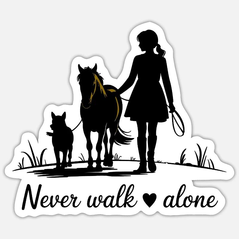 Never Walk Alone – Pferd, Mädchen & Hund Sticker Größe S (10 x 10 cm)