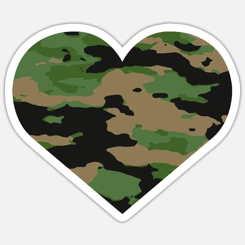 Conception de cœur camouflage - Sticker taille S (10 x 10 cm) - blanc mat