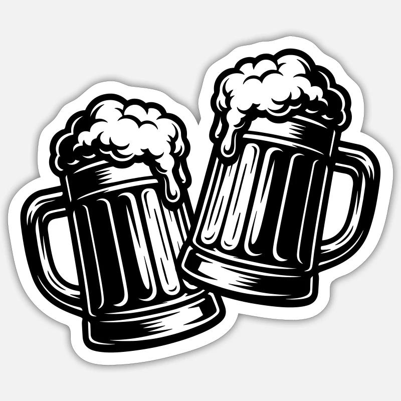 Toast à la bière Cheers - Sticker taille S (10 x 10 cm) - blanc mat