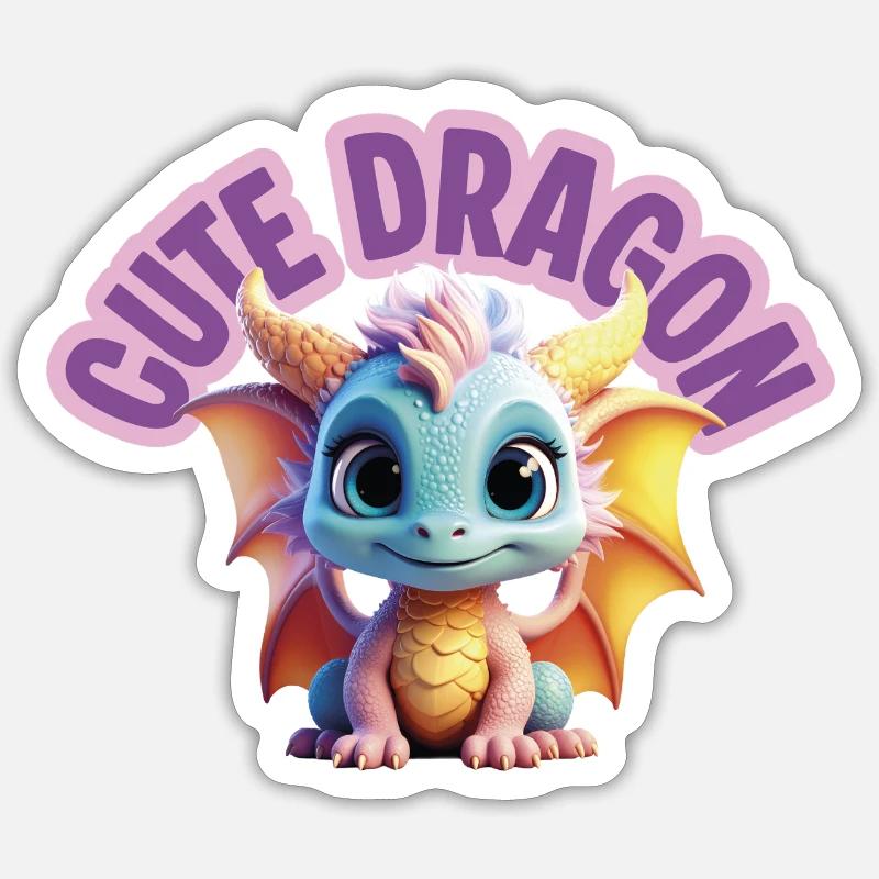 Dragon mignon - Sticker taille S (10 x 10 cm) - blanc mat
