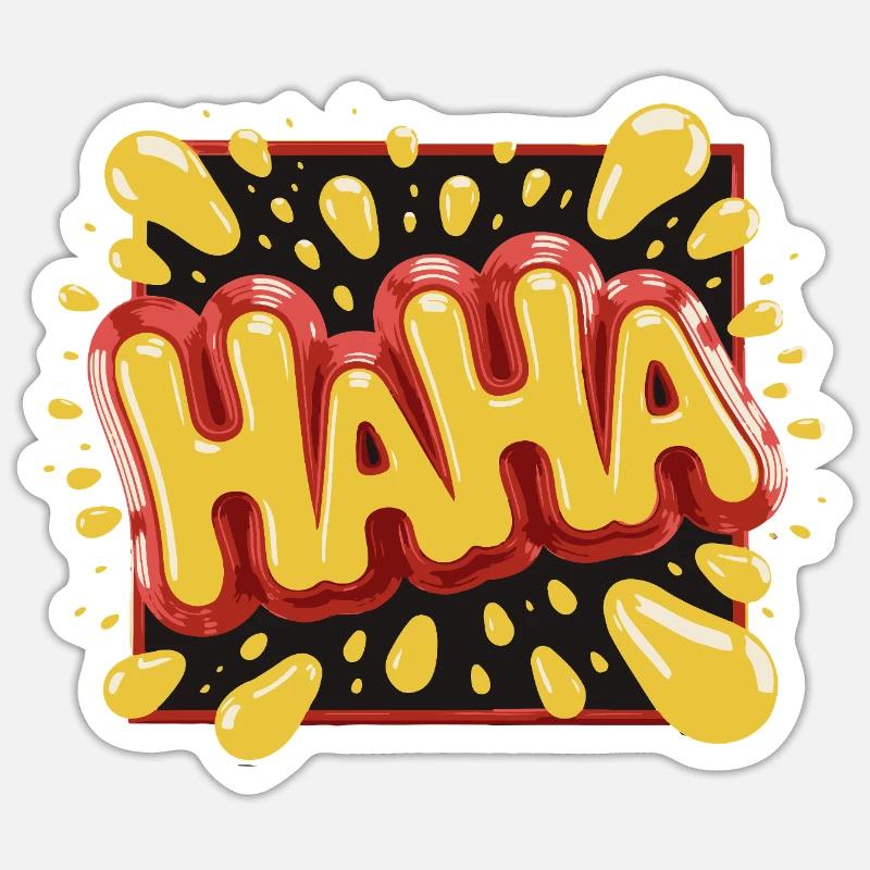 Lebhaftes Haha-Design im Comic-Stil - Sticker Größe S (10 x 10 cm) - Mattweiß