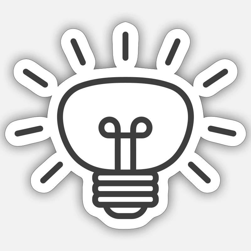 Glowing Light Bulb Line Icon - Sticker size S (10 x 10 cm) - white matte