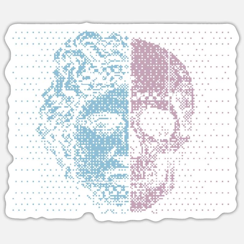 Digital Split Ancient Face Skull Art Design Sticker size S (10 x 10 cm)