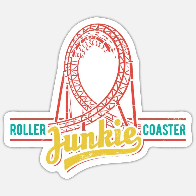 Rollercoaster Junkie - Roller Coaster - Boucle - Sticker taille S (10 x 10 cm) - blanc mat