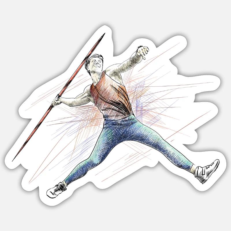 Lancer du javelot - Sticker taille S (10 x 10 cm) - blanc mat