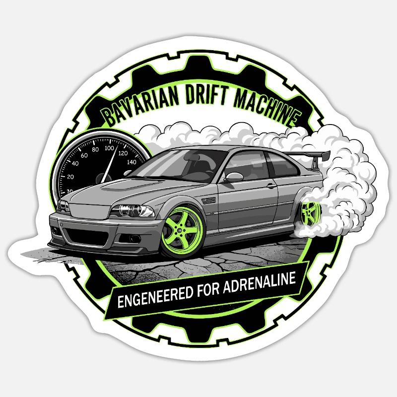 Machine de drift bavaroise - Sticker taille S (10 x 10 cm) - blanc mat