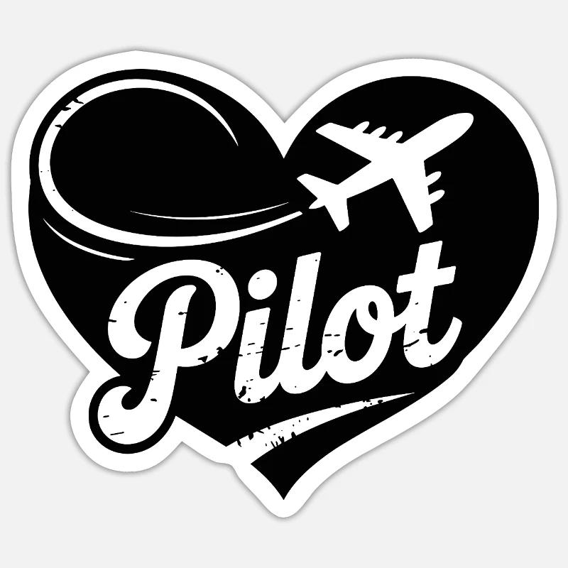 Conception de cœur pilote - Sticker taille S (10 x 10 cm) - blanc mat
