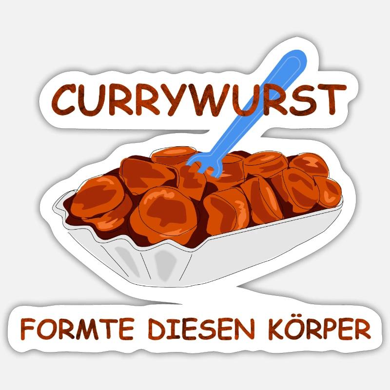 Currywurst - Sticker taille S (10 x 10 cm) - blanc mat