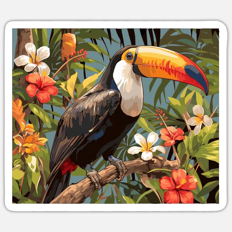 Toucans Toucan - Sticker taille S (10 x 10 cm) - blanc mat