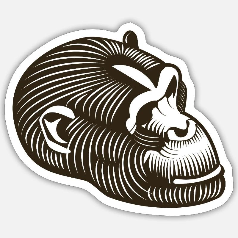 Stilisierter GORILLE-Kopf - Sticker Größe S (10 x 10 cm) - Mattweiß
