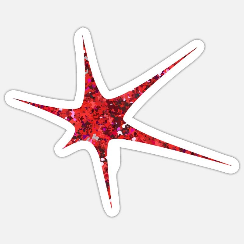 Red Glitter Starburst Sparkle - Sticker size S (10 x 10 cm) - white matte