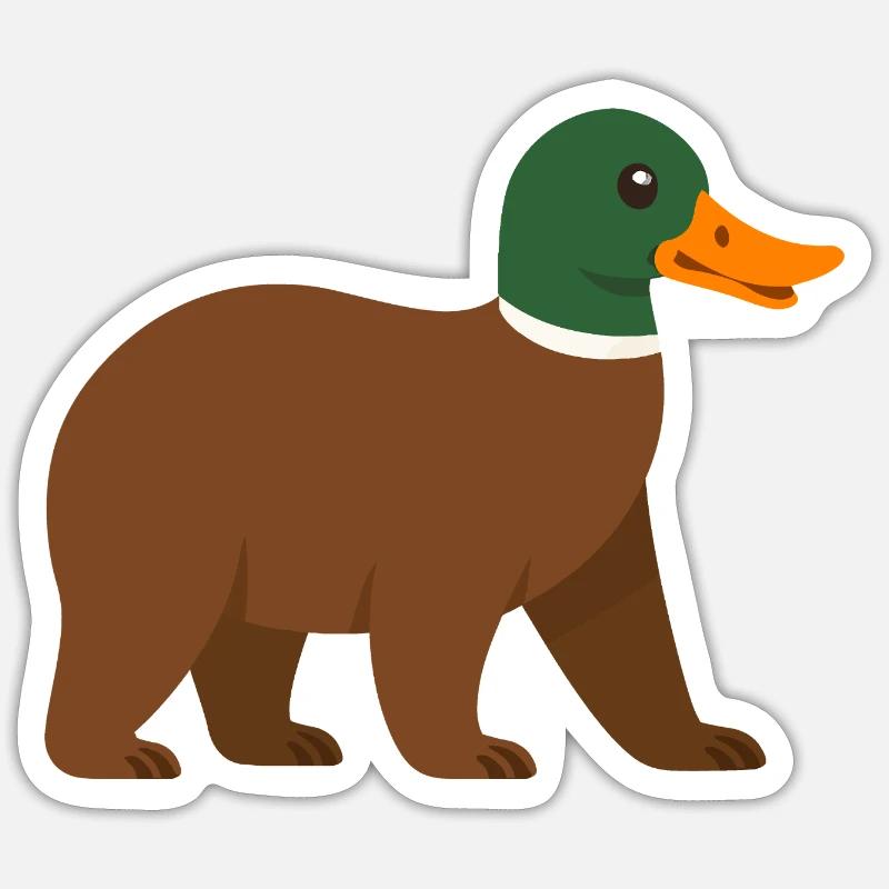 Le canard ours - il a du bec !  - Sticker taille S (10 x 10 cm) - blanc mat