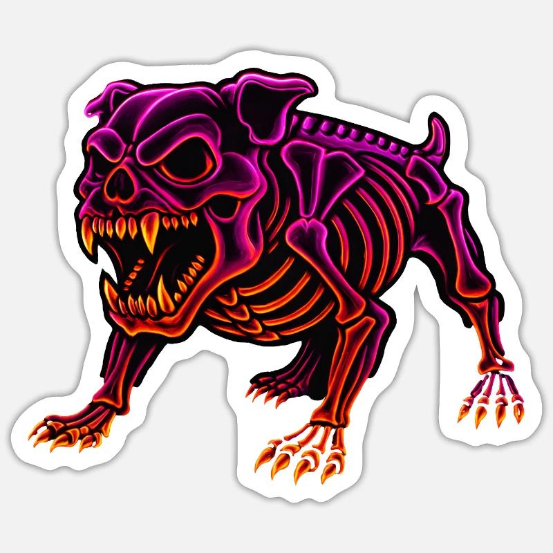 Neon Skeleton Dinosaur Sticker size S (10 x 10 cm)