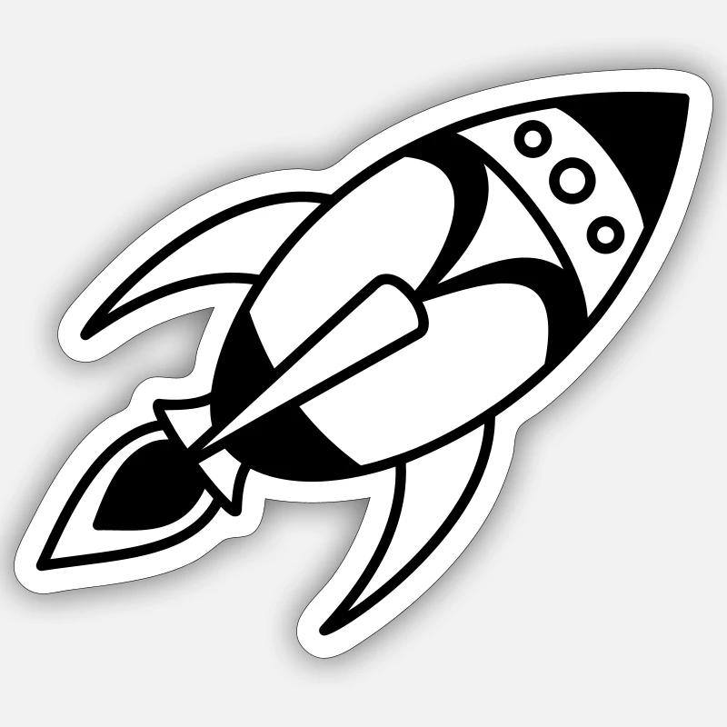 Retro Space Rocket – Weltall Raumschiff Design - Sticker Größe S (10 x 10 cm) - Mattweiß