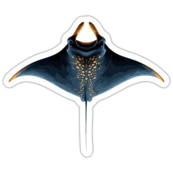 Manta Rochen Teufelsrochen Stachelrochen Taucher - Sticker Größe S (10 x 10 cm) - Mattweiß - Vorne