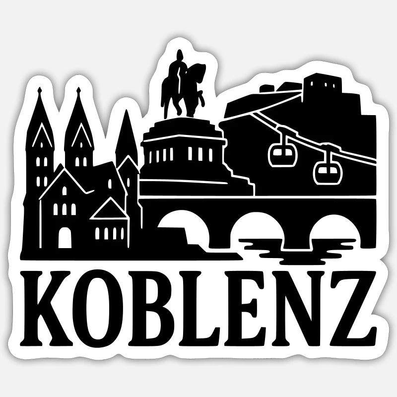 koblenz silhouette - Sticker Größe S (10 x 10 cm) - Mattweiß