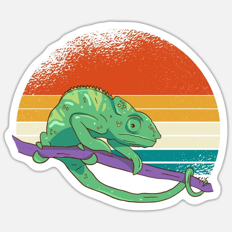 Caméléon du coucher de soleil - Sticker taille S (10 x 10 cm) - blanc mat
