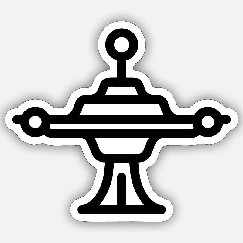 station spatiale - Sticker taille S (10 x 10 cm) - blanc mat