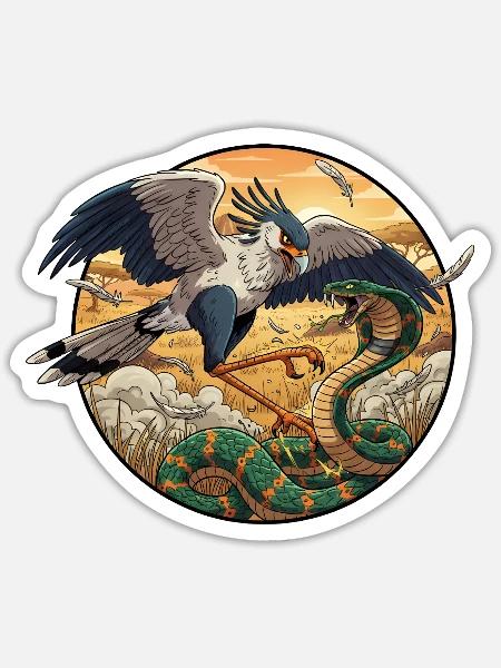 Sekretär vs Schlange im Abendlicht - Sticker Größe S (10 x 10 cm) - Mattweiß