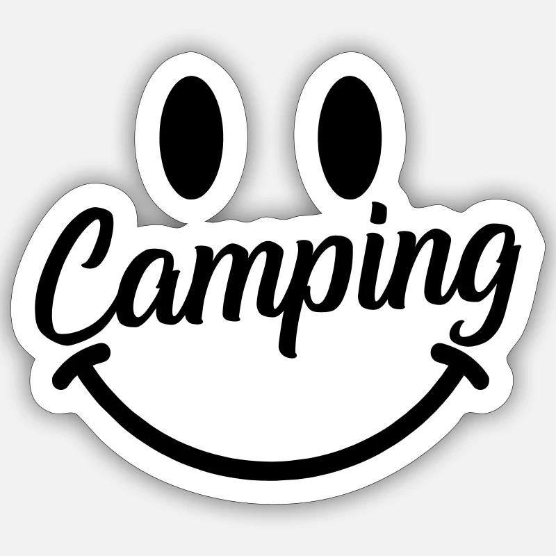 Camping smile - Sticker size S (10 x 10 cm) - white matte
