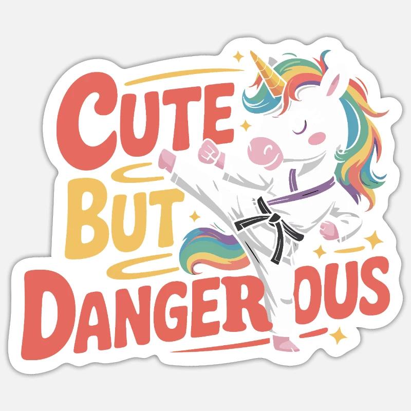 Niedlich doch gefährlich Einhorn Karate Sticker size S (10 x 10 cm)