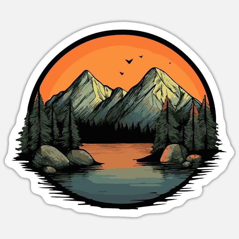 Mountains Nature - Sticker size S (10 x 10 cm) - white matte
