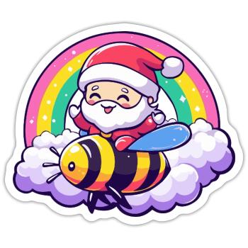 Biene Weihnachtsmann Weihnachten - Sticker Größe S (10 x 10 cm) - Mattweiß - Vorne