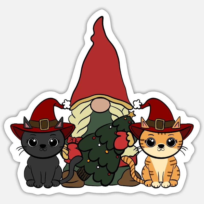 Cat Gnome Sticker size S (10 x 10 cm)