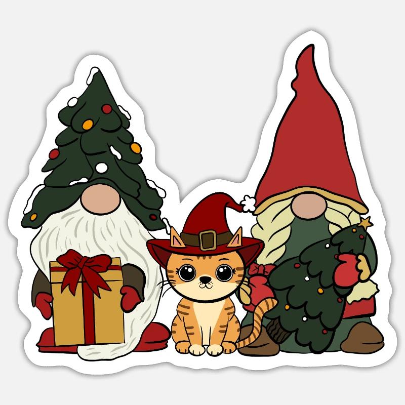 Chat entre elfes Sticker taille S (10 x 10 cm)