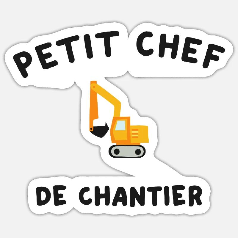 Petit Chef de Chantier Engin de Construction Sticker taille S (10 x 10 cm)