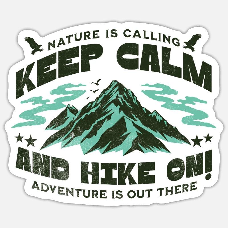 Keep Calm and Hike on - Sticker size S (10 x 10 cm) - white matte