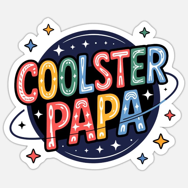 Coolster Papa – bunter Retro-Dad Print - Sticker Größe S (10 x 10 cm) - Mattweiß