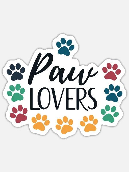 Pfotenliebhaber lieben bunte Tiere - Sticker Größe S (10 x 10 cm) - Mattweiß