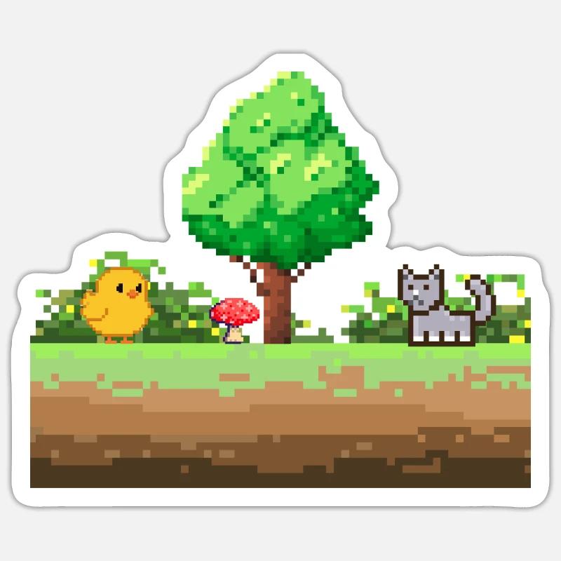 Aventure Pixel Garden - Sticker taille S (10 x 10 cm) - blanc mat