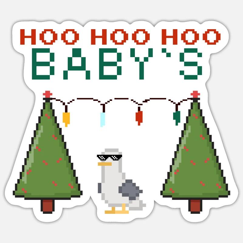 Pixel-Weihnachtsvogel mit Lichterketten - Sticker Größe S (10 x 10 cm) - Mattweiß