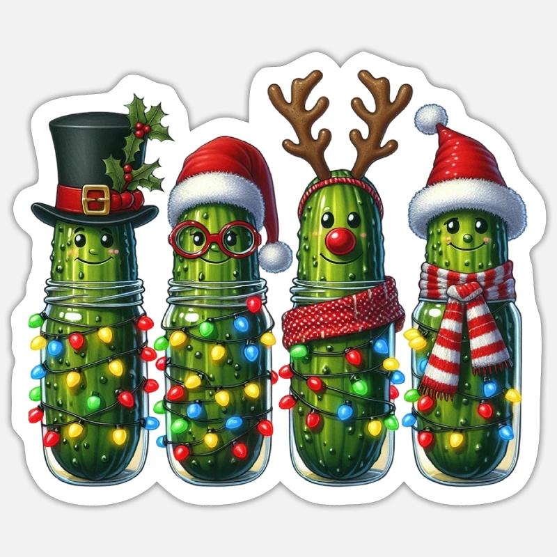 Cucumbers Christmas Squad Lights - Sticker size S (10 x 10 cm) - white matte