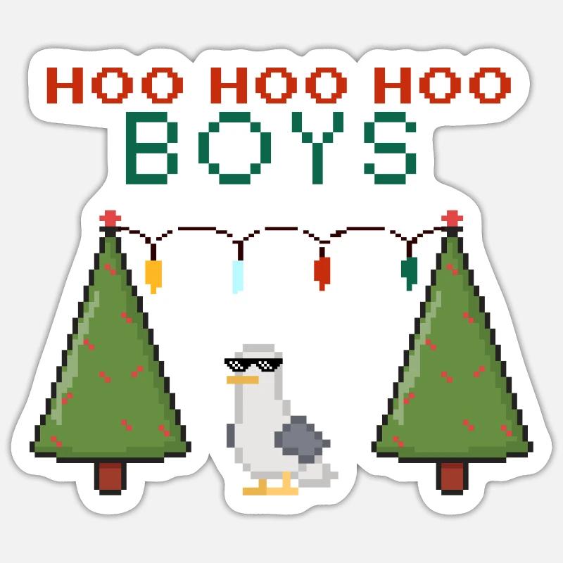 Pixel Seagull Les Garçons de Noël Sticker taille S (10 x 10 cm)