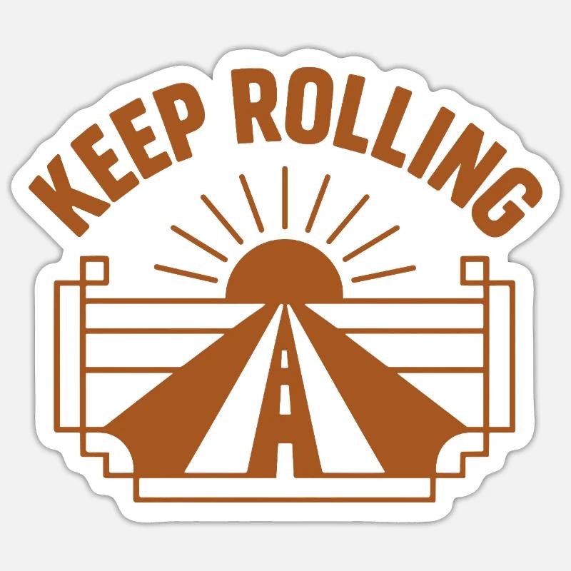 Keep Rolling – Immer weiterfahren - Sticker Größe S (10 x 10 cm) - Mattweiß