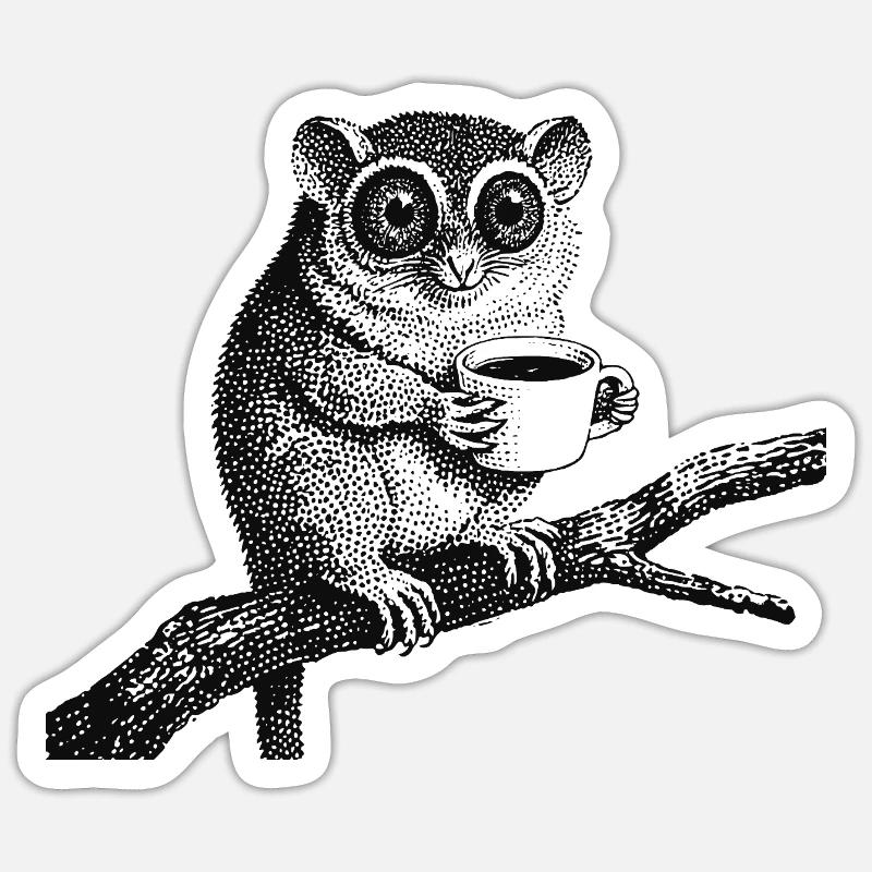 Coffee Tarsier - Sticker size S (10 x 10 cm) - white matte