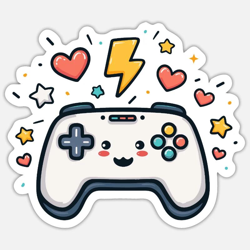 Kawaii Game Controller Sparkling Sticker size S (10 x 10 cm)