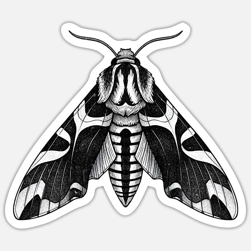 Moth Shadow Pattern Moth Black Moth - Sticker size S (10 x 10 cm) - white matte