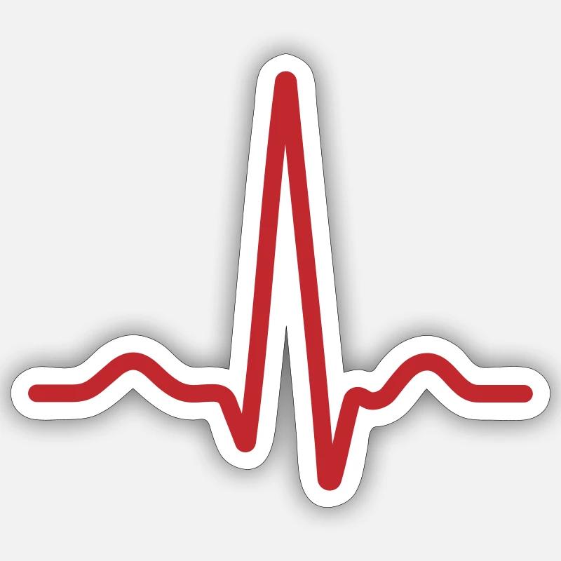 Bold Red Ecg Pulse Line - Sticker size S (10 x 10 cm) - white matte