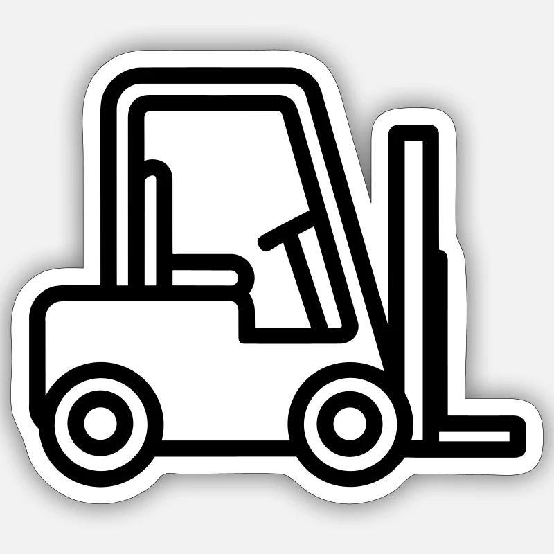 Gabelstapler - Sticker Größe S (10 x 10 cm) - Mattweiß