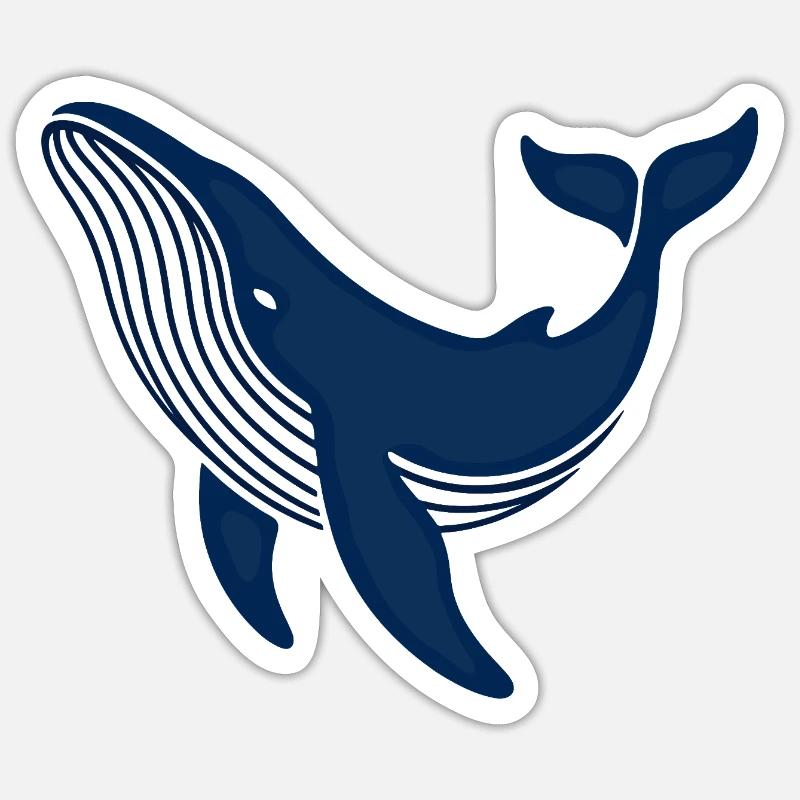 Blauer Wal - Sticker Größe S (10 x 10 cm) - Mattweiß