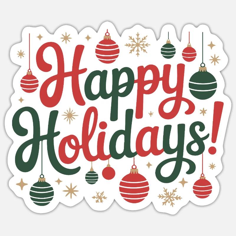 Happy Holidays Ornaments Script - Sticker size S (10 x 10 cm) - white matte