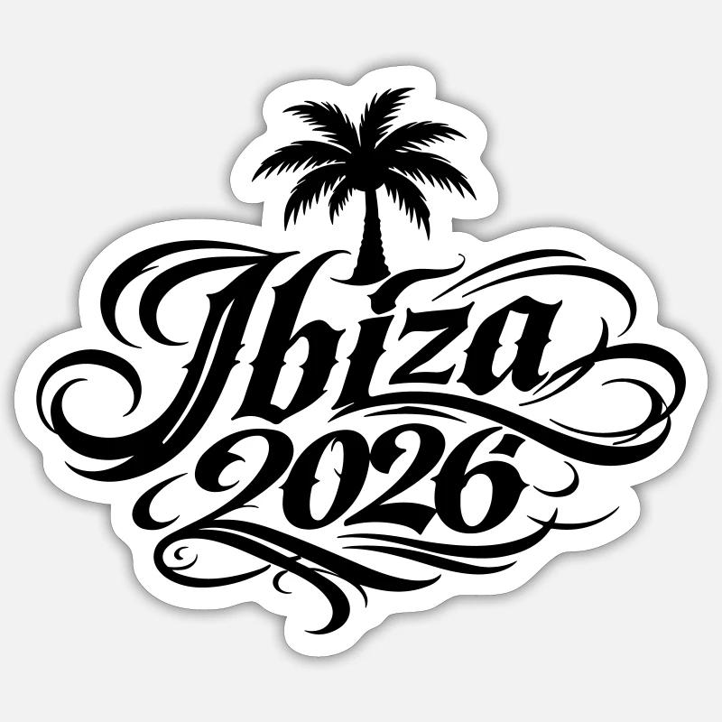 Ibiza 2026 Palm Tree - Sticker size S (10 x 10 cm) - white matte