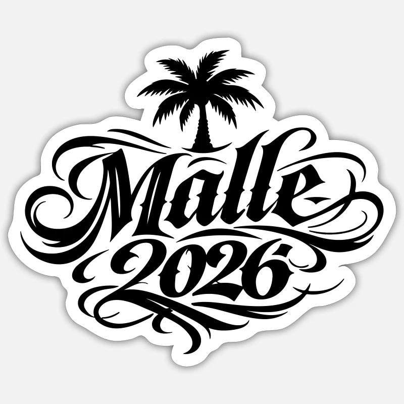Malle 2026 Mallorca Tattoo - Sticker taille S (10 x 10 cm) - blanc mat