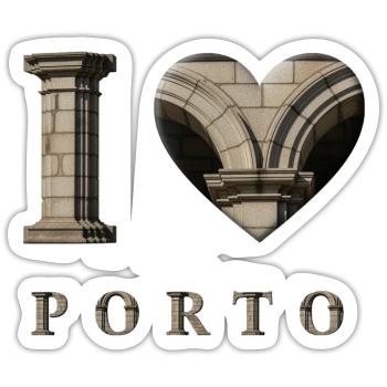 I Love Porto – Architectural City Design - Sticker size S (10 x 10 cm) - white matte - Front