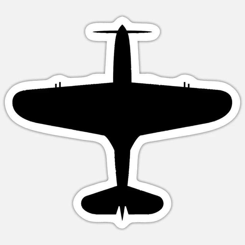 Silhouette d’avion vue de dessus - Sticker taille S (10 x 10 cm) - blanc mat