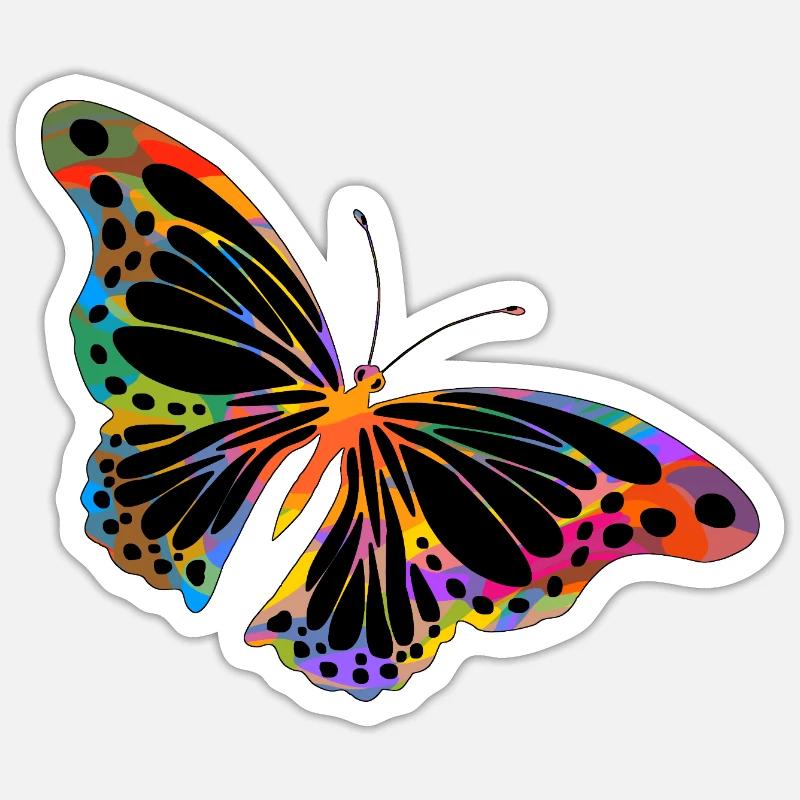 papillon - Sticker taille S (10 x 10 cm) - blanc mat